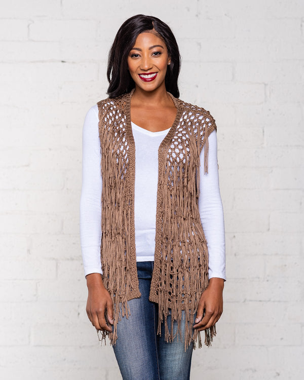 FRINGED VEST - MOCHA