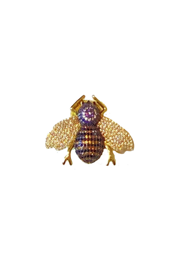 HONEY BEE PIN - CRYSTAL GOLDTONE HONEY BEE