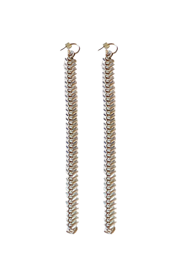 HERRINGBONE DANGLE EARRINGS - SILVERTONE