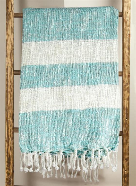 MANUAL WOODWORKERS STRIPE THROW - TURQUOISE