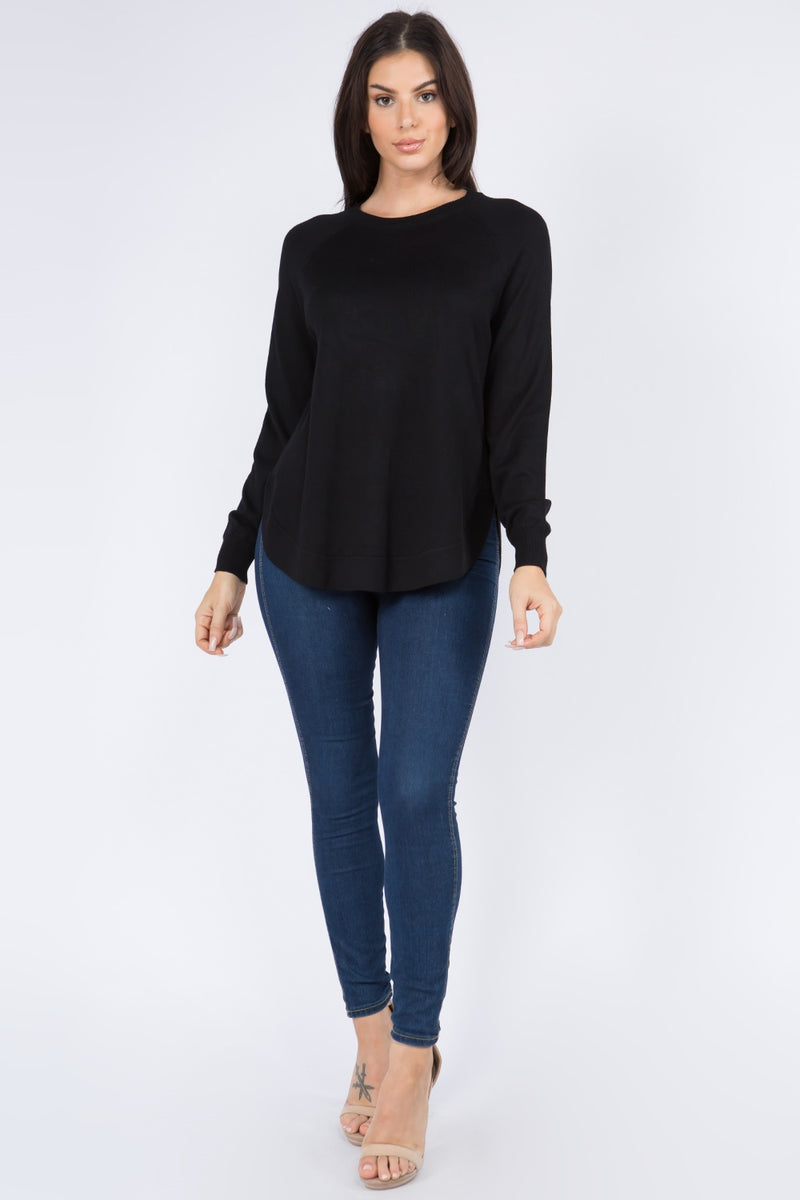 JESSICA ALL YEAR SWEATER TOP  - BLACK