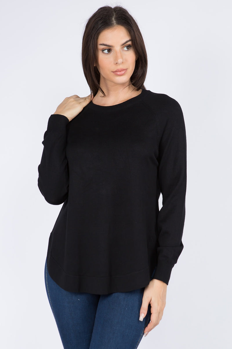 JESSICA ALL YEAR SWEATER TOP  - BLACK