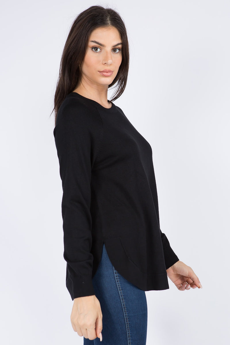 JESSICA ALL YEAR SWEATER TOP  - BLACK