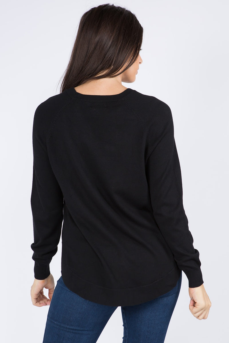 JESSICA ALL YEAR SWEATER TOP  - BLACK