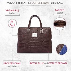 Brown Vegan Leather Briefcase