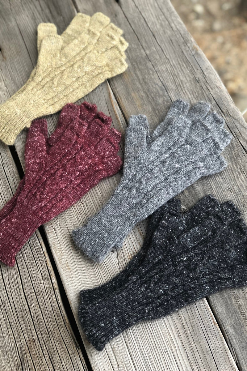 LIGHT & AIRY CABLED FINGERLESS GLOVES - CHOICE OF 4 COLORS