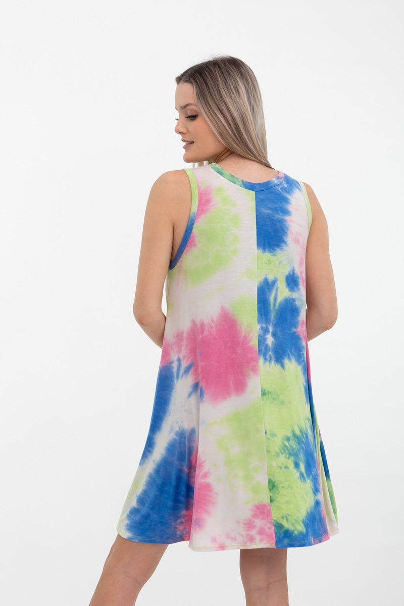 CHARLOTTE SWING DRESS - BRIGHT TIE DYE