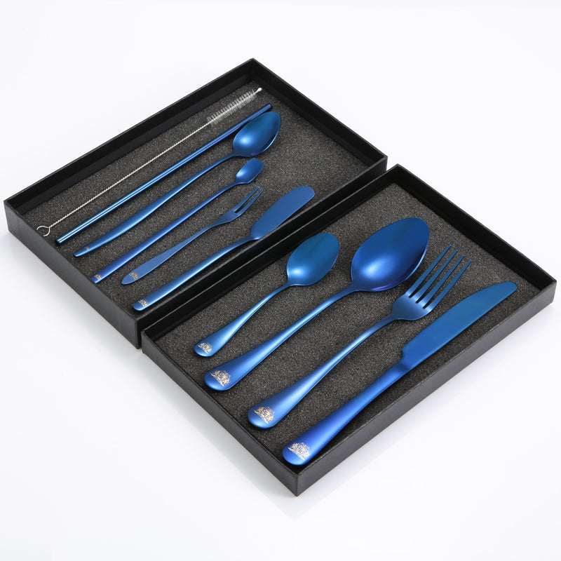 PERSONAL 10 PIECE FLATWARE SET - BLUE