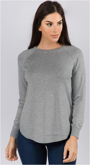 JESSICA ALL YEAR SWEATER TOP  - HEATHER GRAY