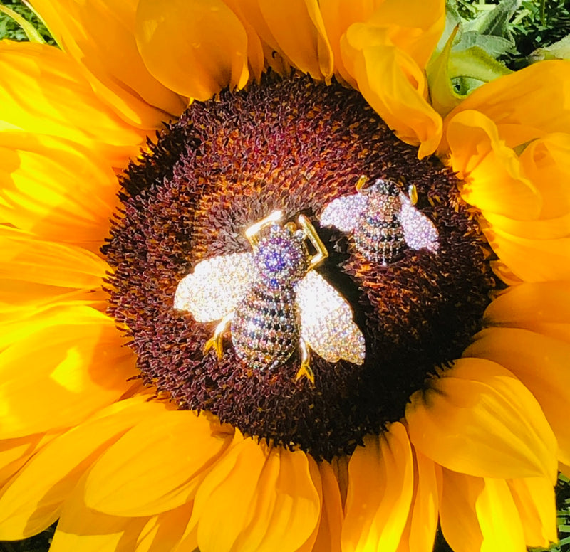 HONEY BEE PIN - CRYSTAL GOLDTONE HONEY BEE