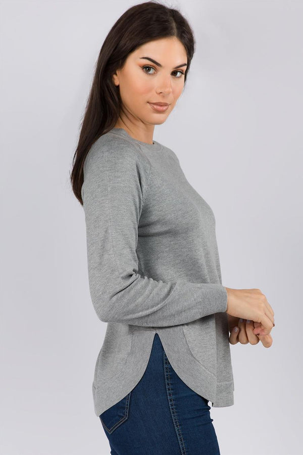 JESSICA ALL YEAR SWEATER TOP  - HEATHER GRAY