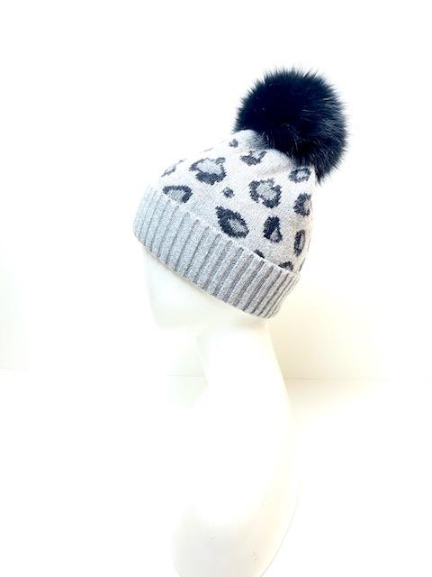 LEOPARD HAT - GRAY