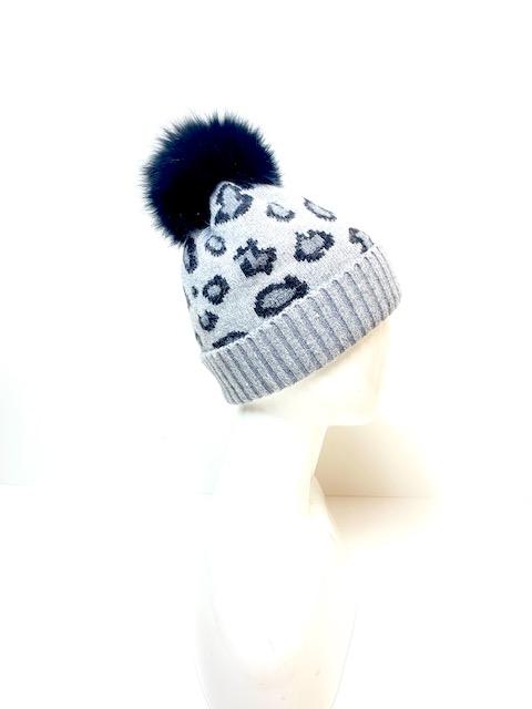 LEOPARD HAT - GRAY