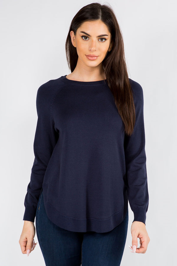 JESSICA ALL YEAR SWEATER TOP  - NAVY