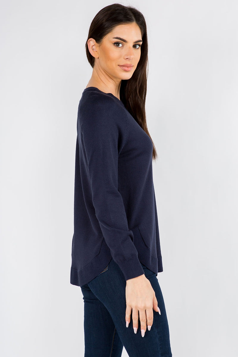 JESSICA ALL YEAR SWEATER TOP  - NAVY