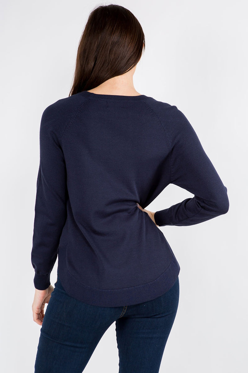 JESSICA ALL YEAR SWEATER TOP  - NAVY