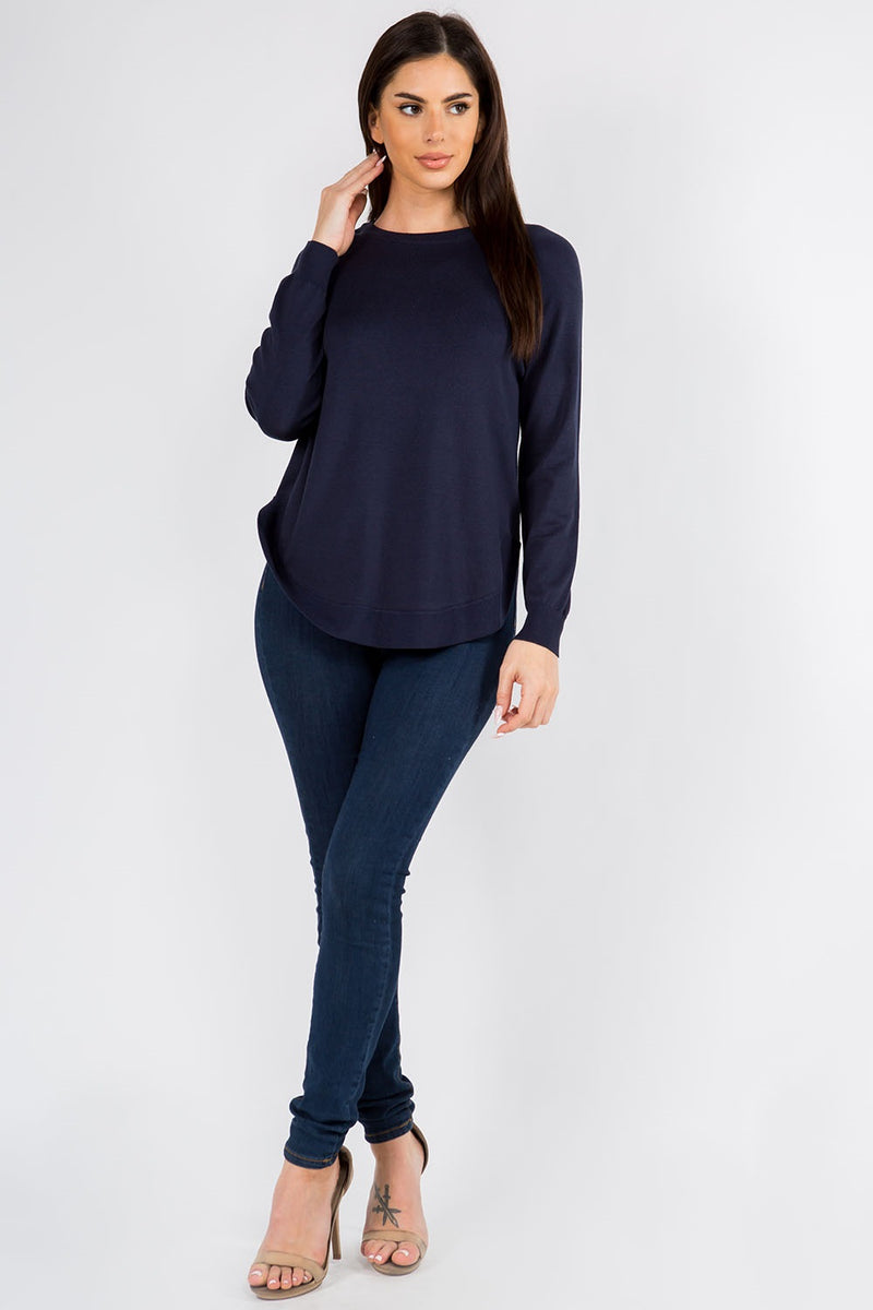 JESSICA ALL YEAR SWEATER TOP  - NAVY