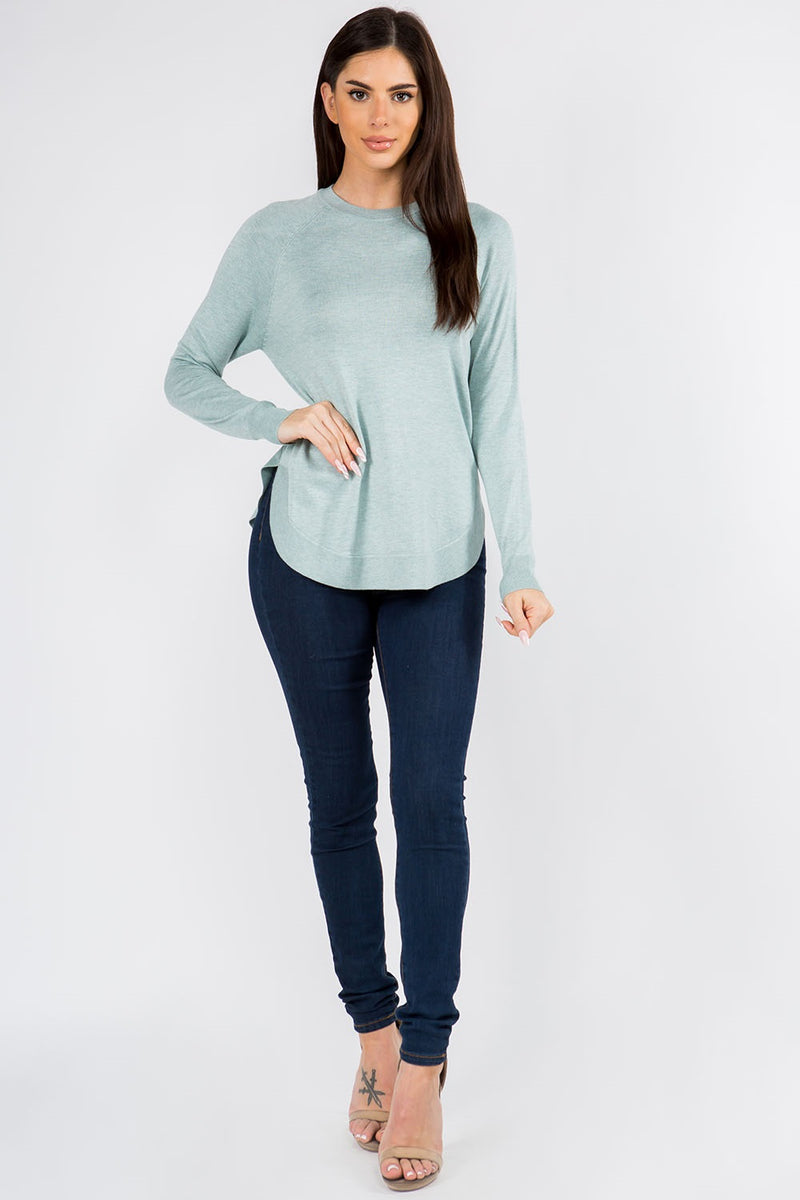 JESSICA ALL YEAR SWEATER TOP  - SAGE