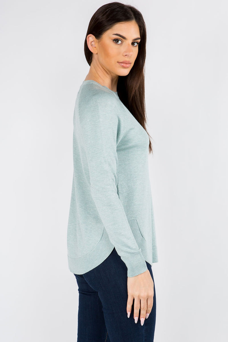 JESSICA ALL YEAR SWEATER TOP  - SAGE