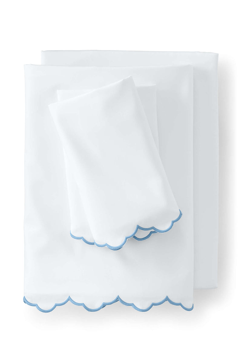 SGC SCALLOP SHEET SET - CLOUD BLUE - SUPIMA COTTON SATEEN - WRINKLE FREE