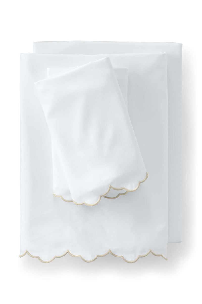 SGC SCALLOP SHEET SET - CHAMPAGNE - SUPIMA COTTON SATEEN - WRINKLE FREE