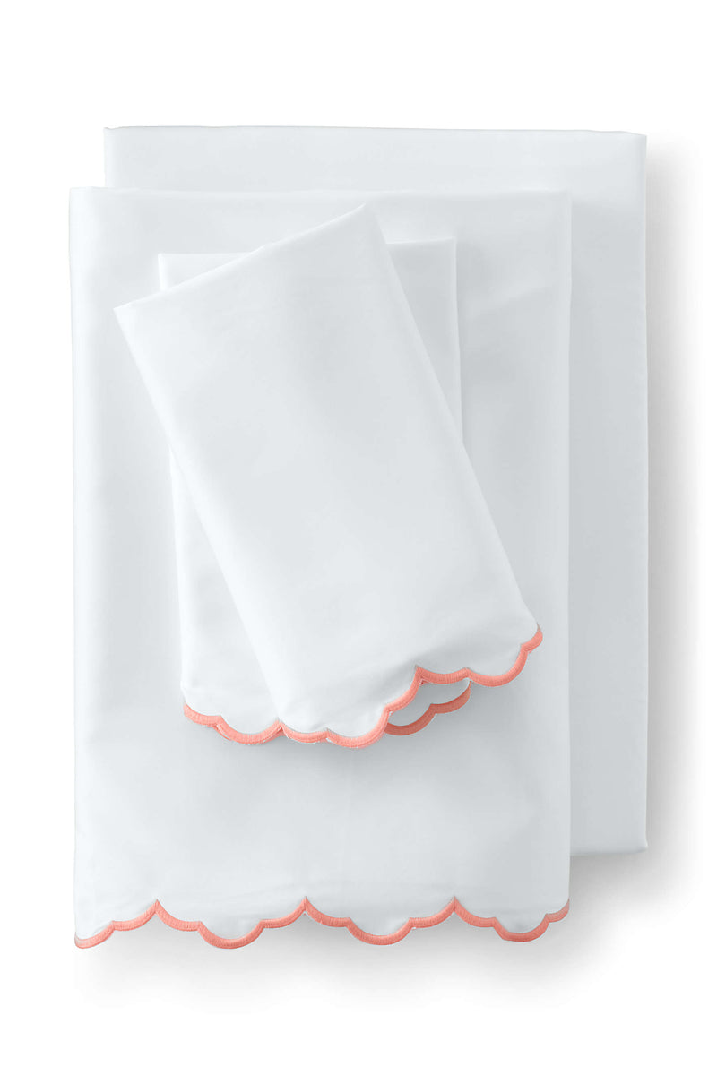 SGC SCALLOP SHEET SET - SWEET PEACH - SUPIMA COTTON SATEEN - WRINKLE FREE