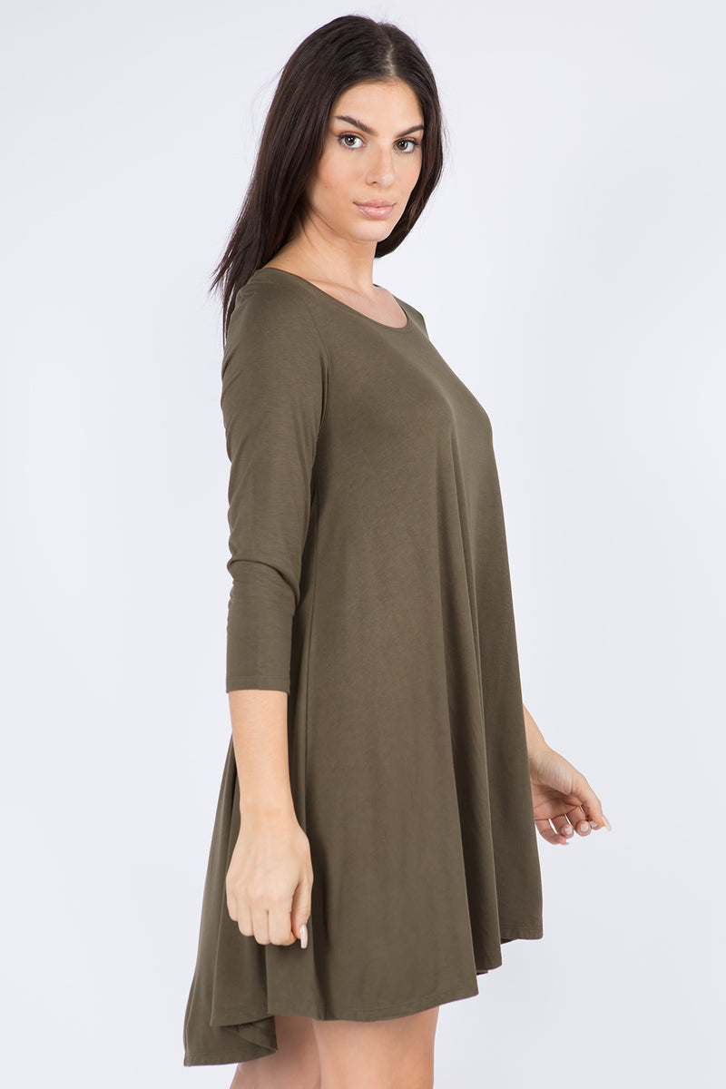 ELIZABETH TRAPEZE DRESS - OLIVE