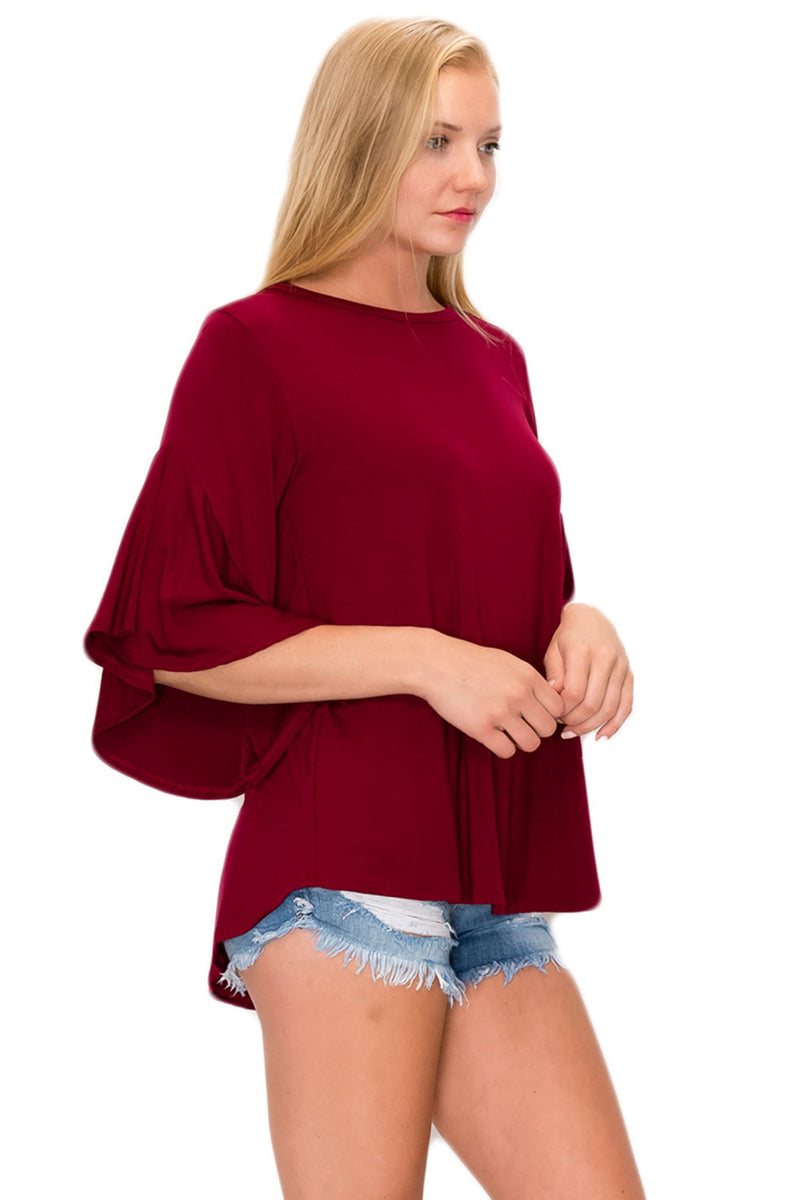 OLIVIA BELL SLEEVE TOP - DEEP RED