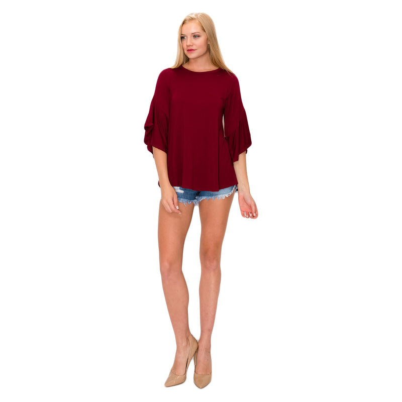 OLIVIA BELL SLEEVE TOP - DEEP RED