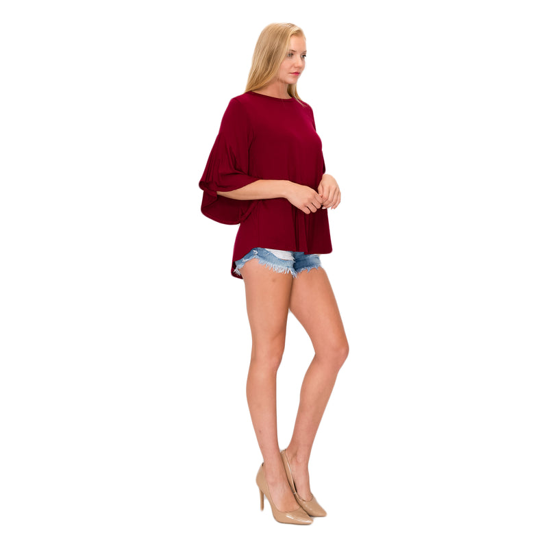 OLIVIA BELL SLEEVE TOP - DEEP RED