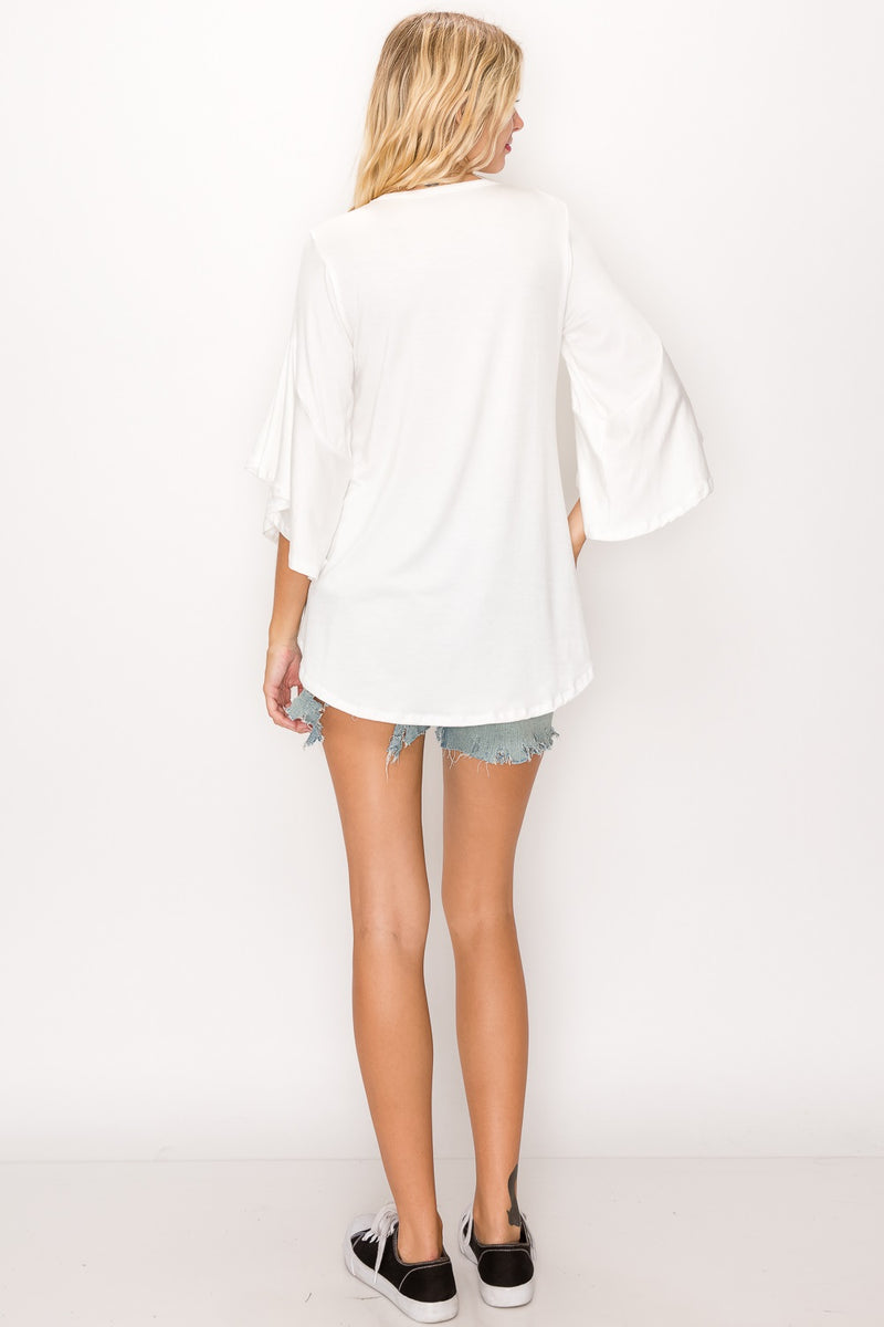 OLIVIA BELL SLEEVE TOP - SOFT WHITE