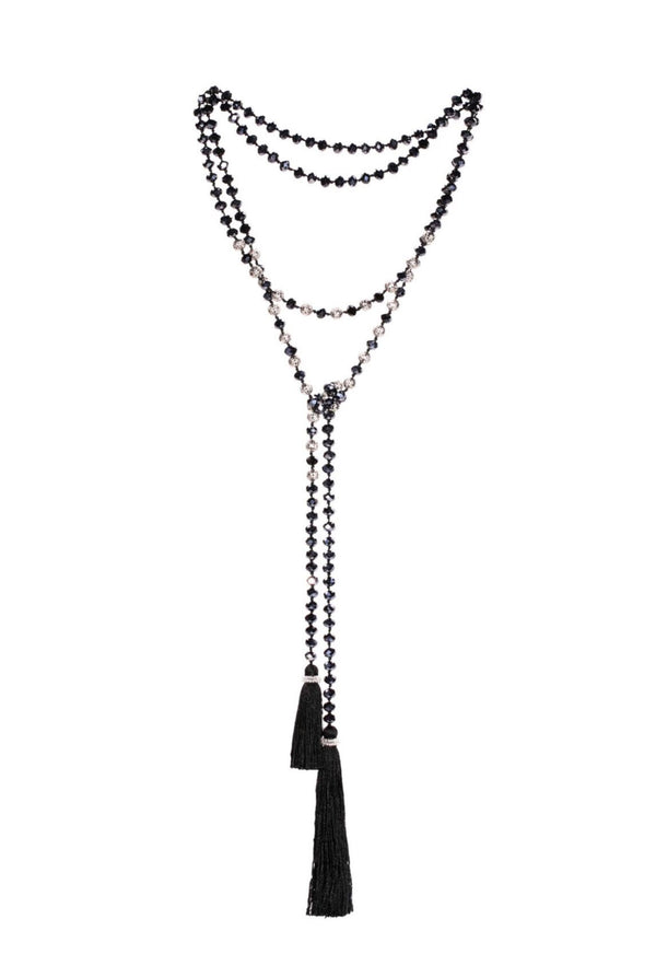 TASSEL NECKLACE - CHARCOAL/BLACK