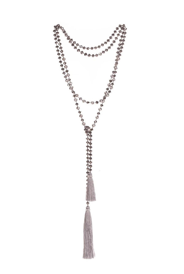 TASSEL NECKLACE - SILVER/GRAY