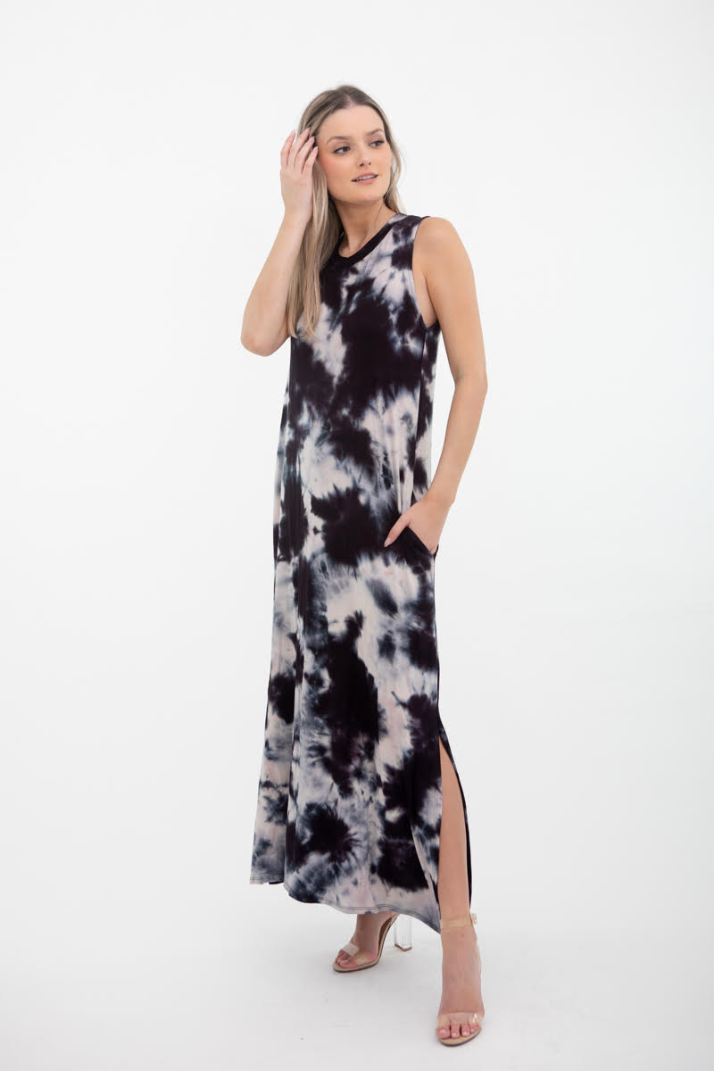 RUBY MAXI DRESS - BLACK TIE DYE