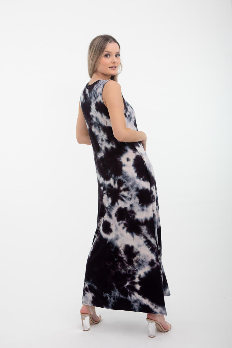 RUBY MAXI DRESS - BLACK TIE DYE