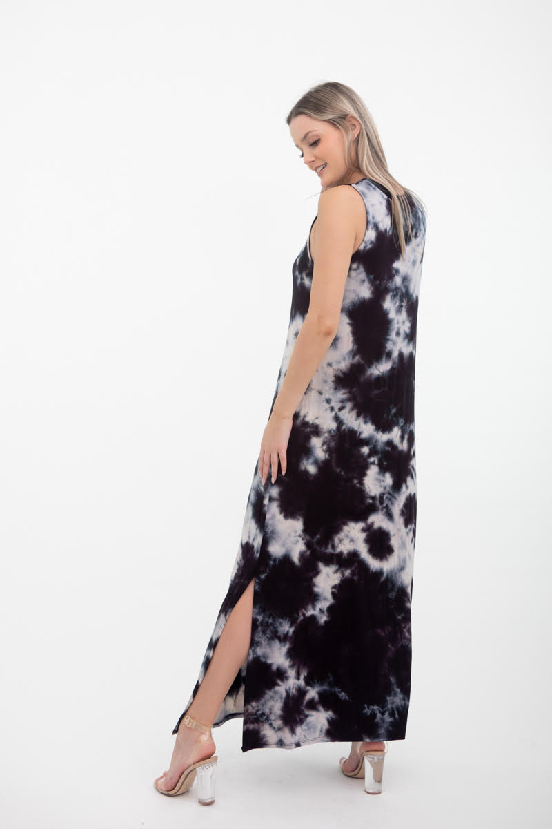 RUBY MAXI DRESS - BLACK TIE DYE