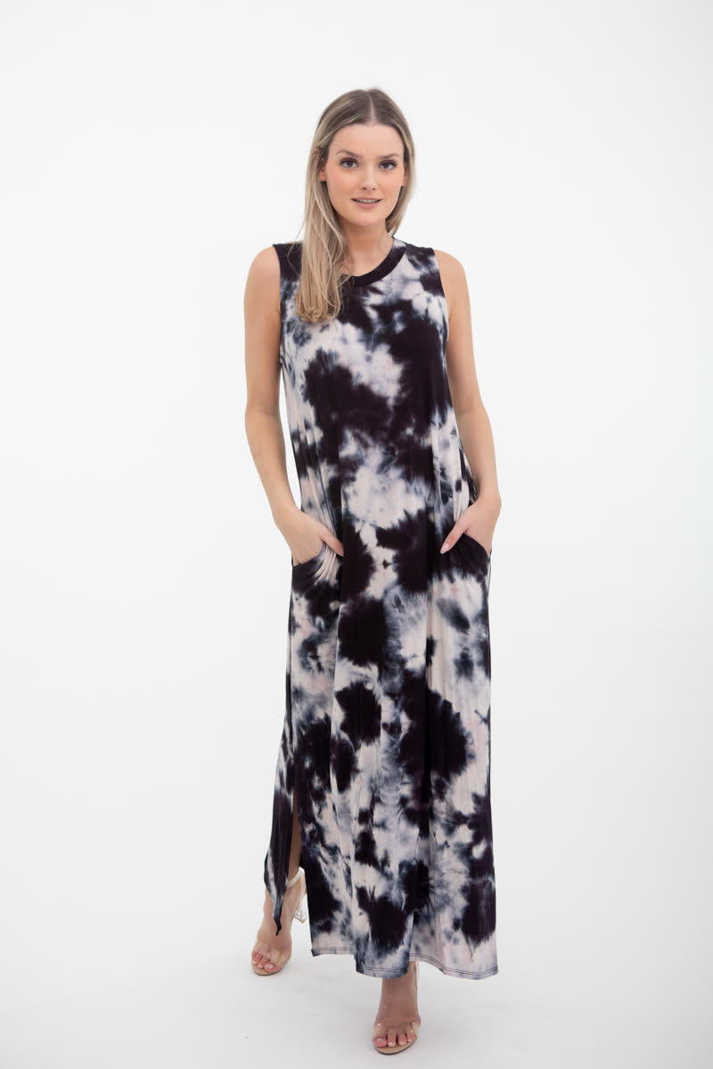 RUBY MAXI DRESS - BLACK TIE DYE