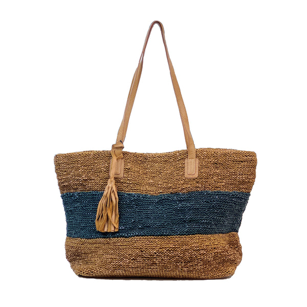 CLEVER CARRIAGE HAND KNITTED SUEDE SHOPPER