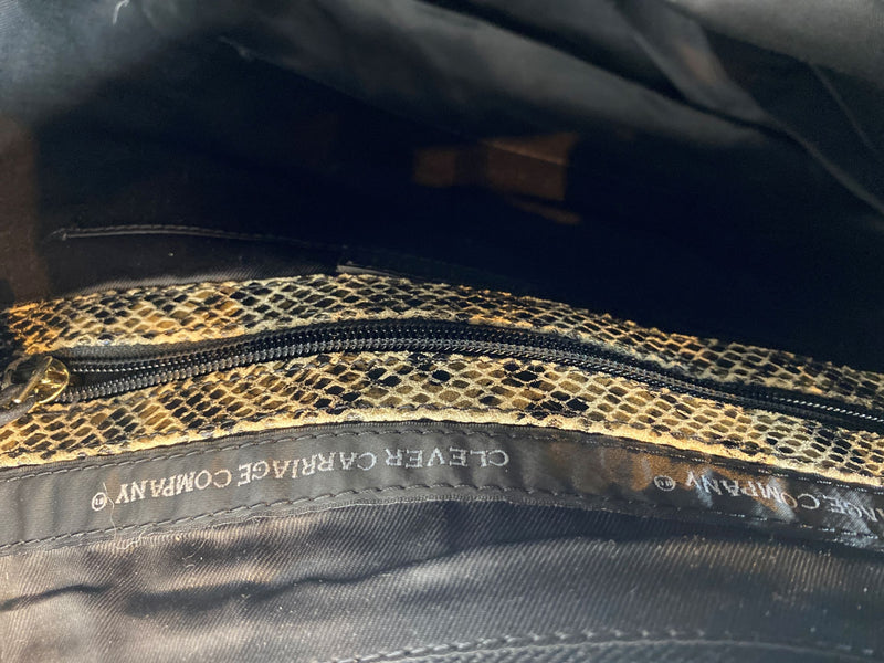 CLEVER CARRIAGE PYTHON & LEATHER XL SHOPPER TOTE BAG