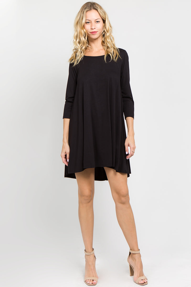 ELIZABETH TRAPEZE DRESS - BLACK