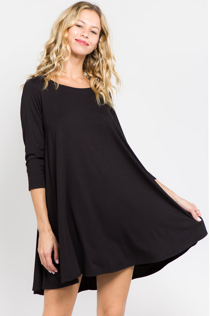 ELIZABETH TRAPEZE DRESS - BLACK