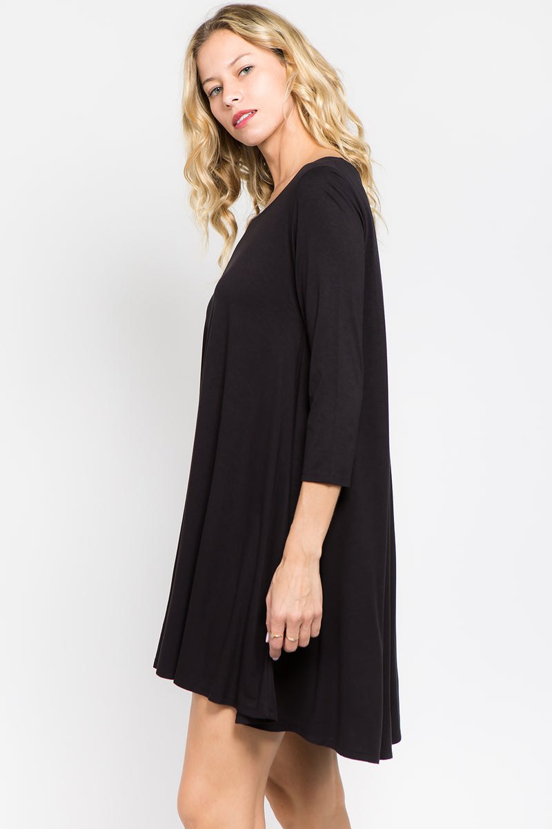 ELIZABETH TRAPEZE DRESS - BLACK